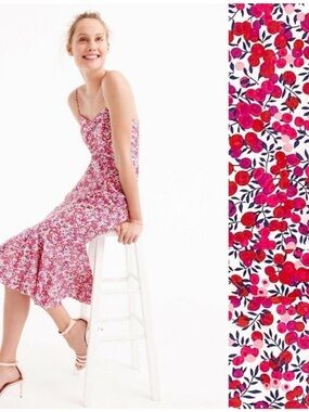 J Crew Vintage Women’s Floral Pink Spaghetti-Strap Midi Dress Size 4